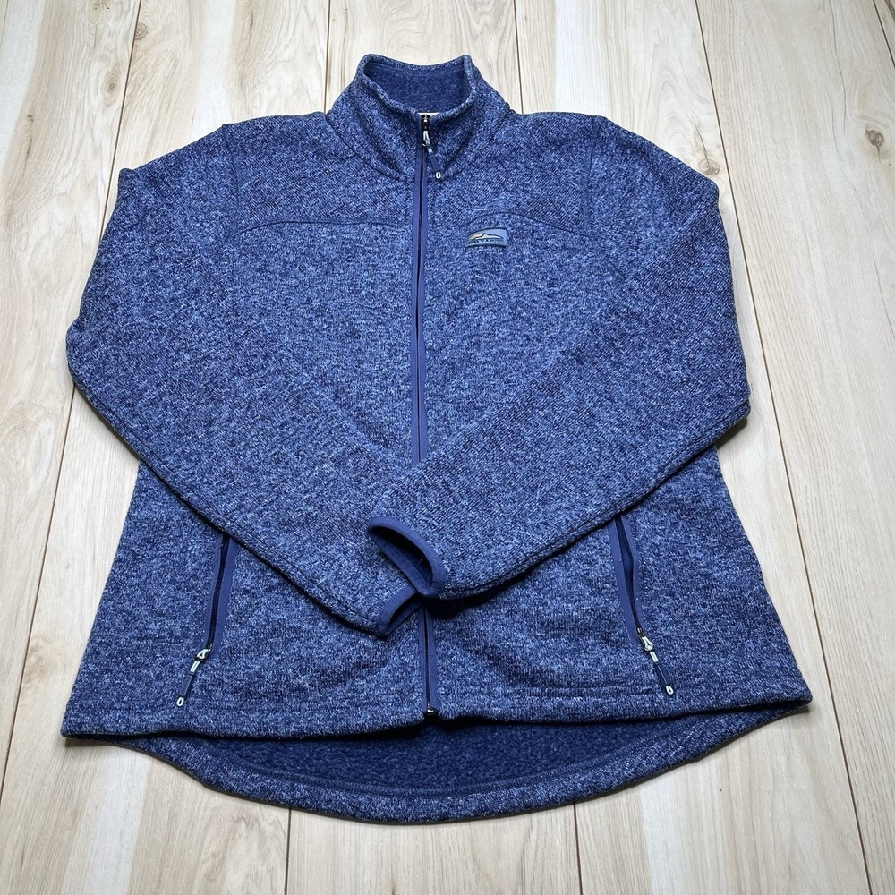 Orvis Full Zip Fleece Jacket Mock Neck Pockets Zippers Blue Mens Size Medium - Picture 1 of 15